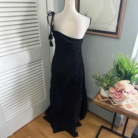 Free People Bella Maxi Dress One Shoulder Embroidered Black - M - Picture 7 of 8